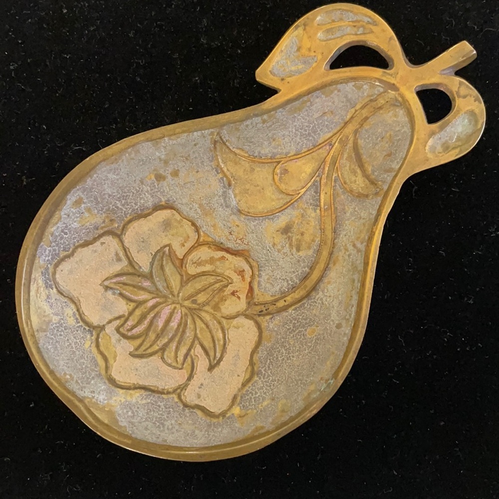Vintage Brass Pear Shape Trinket Dish